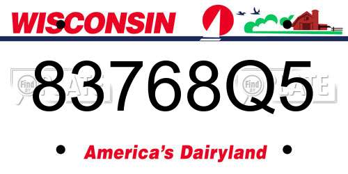 83768Q5 Wisconsin License Plate