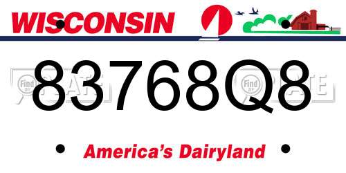 83768Q8 Wisconsin License Plate
