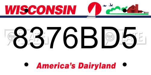 8376BD5 Wisconsin License Plate