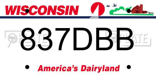 837DBB Wisconsin License Plate