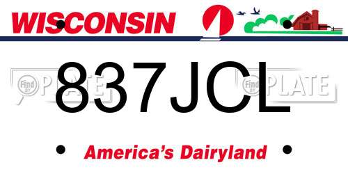 837JCL Wisconsin License Plate