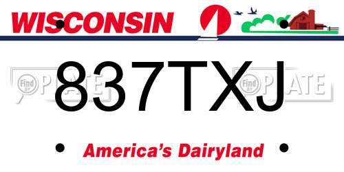 837TXJ Wisconsin License Plate
