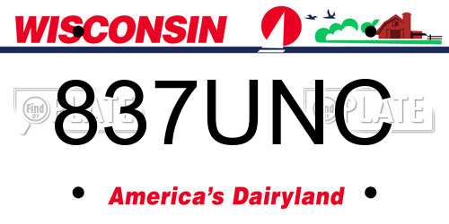 837UNC Wisconsin License Plate