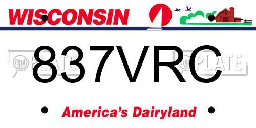 837VRC Wisconsin License Plate