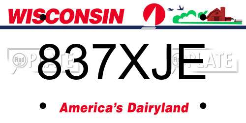 837XJE Wisconsin License Plate