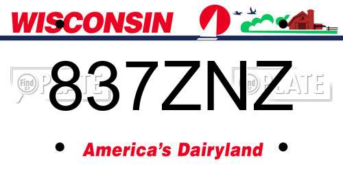 837ZNZ Wisconsin License Plate