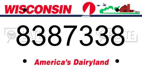 8387338 Wisconsin License Plate