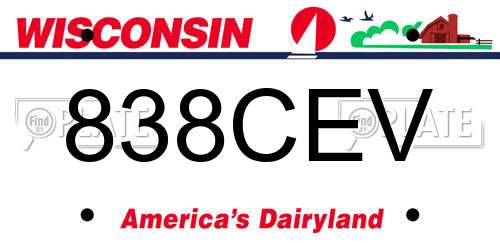 838CEV Wisconsin License Plate