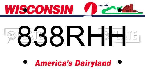 838RHH Wisconsin License Plate