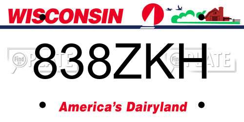 838ZKH Wisconsin License Plate