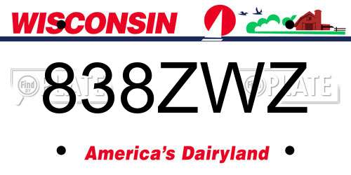 838ZWZ Wisconsin License Plate