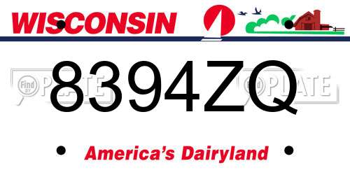 8394ZQ Wisconsin License Plate