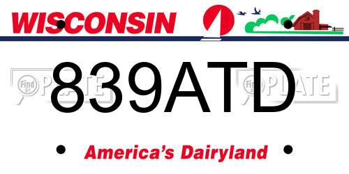 839ATD Wisconsin License Plate