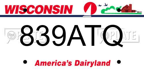 839ATQ Wisconsin License Plate