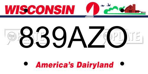 839AZO Wisconsin License Plate