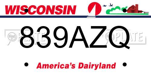 839AZQ Wisconsin License Plate
