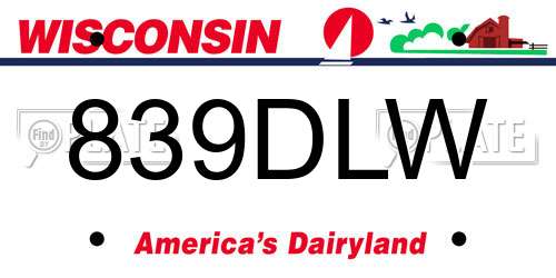 839DLW Wisconsin License Plate