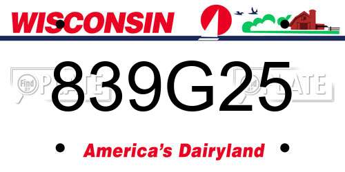 839G25 Wisconsin License Plate