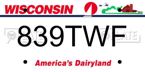 839TWF Wisconsin License Plate