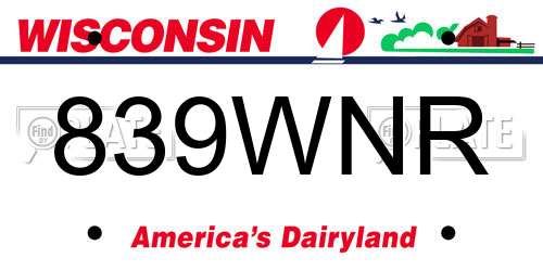 839WNR Wisconsin License Plate