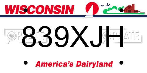 839XJH Wisconsin License Plate