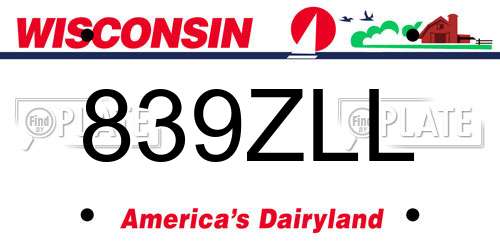 839ZLL Wisconsin License Plate