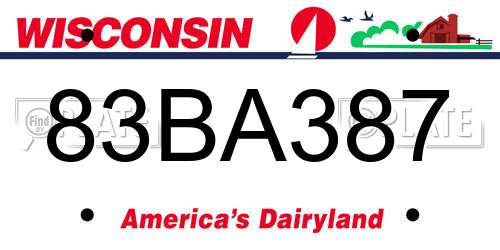 83BA387 Wisconsin License Plate