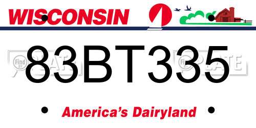 83BT335 Wisconsin License Plate