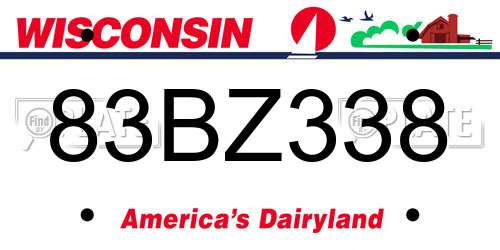 83BZ338 Wisconsin License Plate