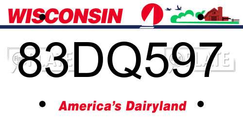 83DQ597 Wisconsin License Plate