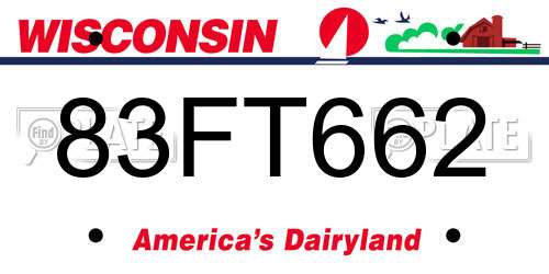83FT662 Wisconsin License Plate