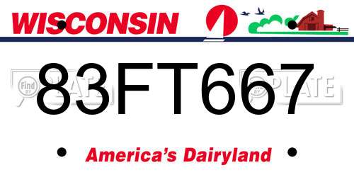 83FT667 Wisconsin License Plate