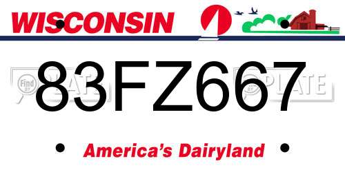 83FZ667 Wisconsin License Plate