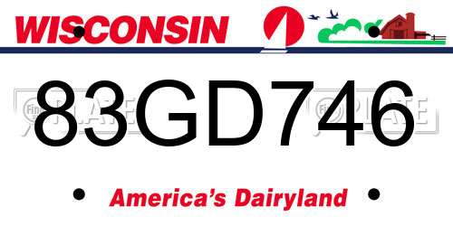 83GD746 Wisconsin License Plate