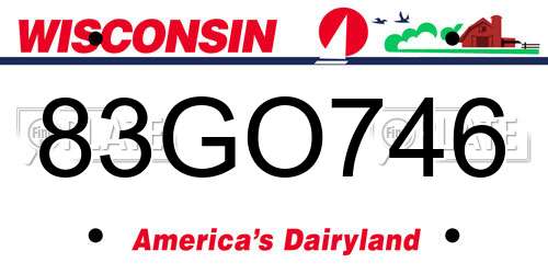 83GO746 Wisconsin License Plate