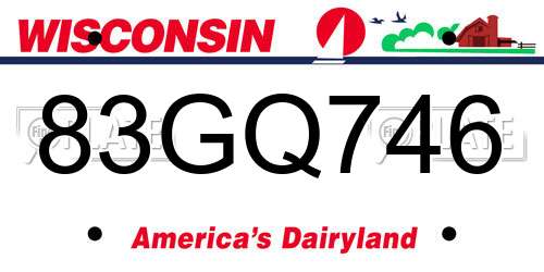 83GQ746 Wisconsin License Plate