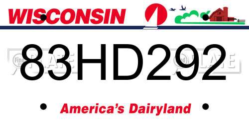 83HD292 Wisconsin License Plate