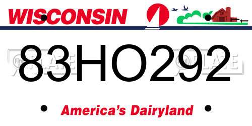 83HO292 Wisconsin License Plate