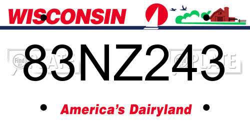 83NZ243 Wisconsin License Plate