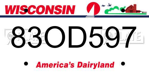 83OD597 Wisconsin License Plate