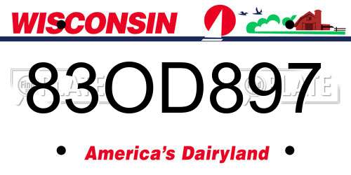 83OD897 Wisconsin License Plate