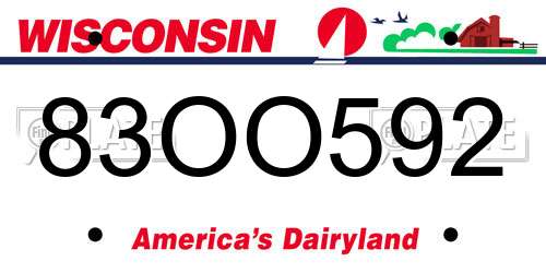 83OO592 Wisconsin License Plate