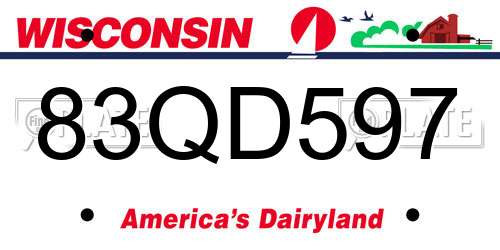 83QD597 Wisconsin License Plate