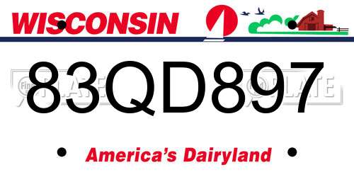 83QD897 Wisconsin License Plate