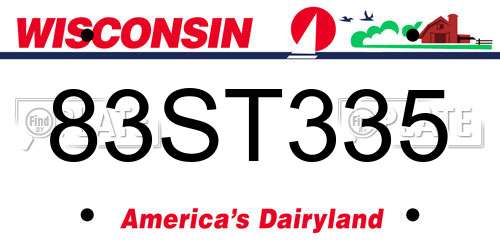 83ST335 Wisconsin License Plate