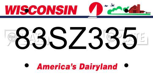 83SZ335 Wisconsin License Plate