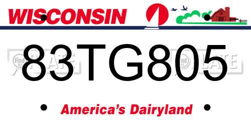 83TG805 Wisconsin License Plate