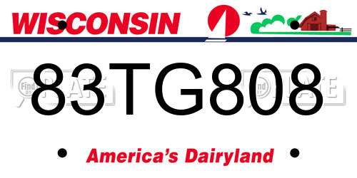 83TG808 Wisconsin License Plate
