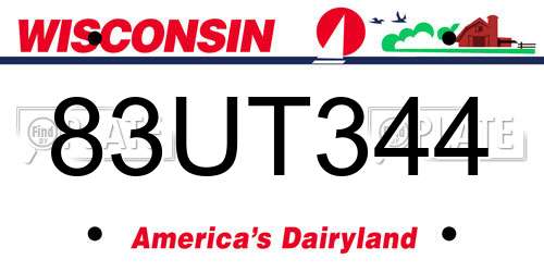 83UT344 Wisconsin License Plate