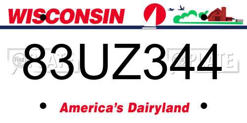 83UZ344 Wisconsin License Plate